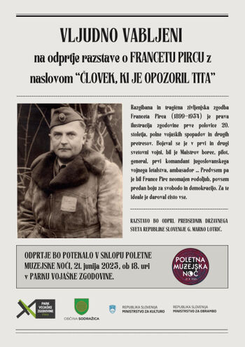 Vabilo na odprtje razstave o Francetu Pircu