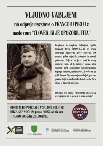 Vabilo na odprtje razstave o Francetu Pircu