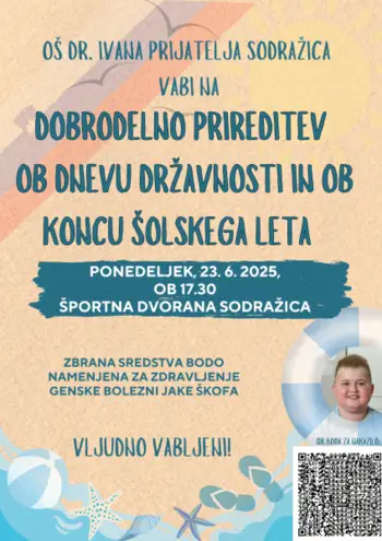Vabilo na dobrodelno prireditev ob dnevu državnosti in ob koncu šolskega leta