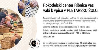 Vpis v PLETARSKO ŠOLO v Rokodelskem centru Ribnica