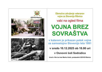Vabilo na ogled filma  VOJNA BREZ  SOVRAŠTVA