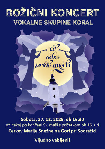 vabilo na Božični koncert »OD NEBES PRIDO ANGELI«