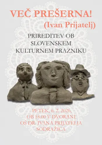 Vabilo na prireditev ob slovenskem kulturnem prazniku