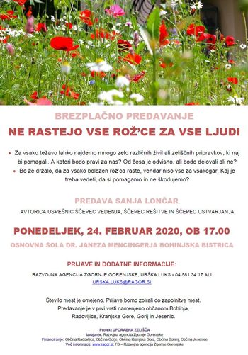 Brezplačno predavanje - Ne rastejo vse rož’ce za vse ljudi