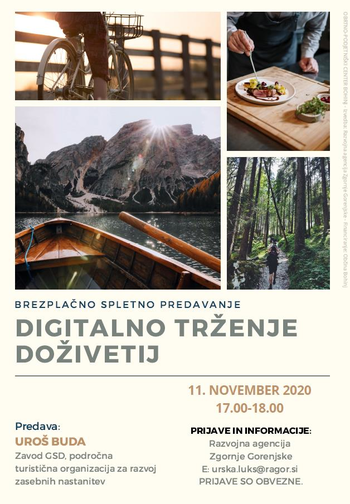 Spletno predavanje DIGITALNO TRŽENJE DOŽIVETIJ