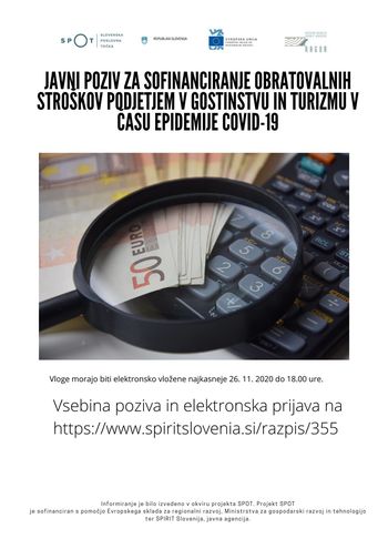 Spirit Slovenija - Javni poziv za sofinanciranje obratovalnih stroškov podjetjem v gostinstvu in turizmu v času epidemije COVID-19
