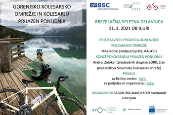 Brezplačna spletna delavnica - Predstavitev projekta gorenjsko kolesarsko omrežje