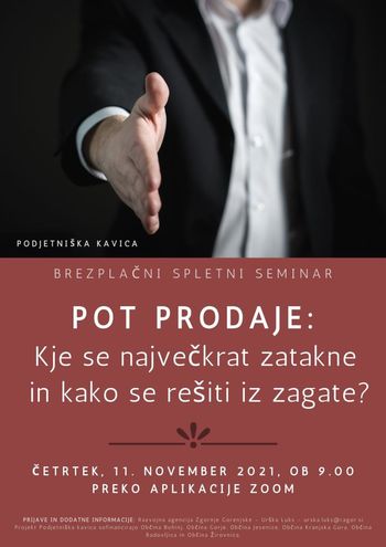Brezplačna spletna delavnica POT PRODAJE: Kje se največkrat zatakne in kako se rešiti iz zagate?