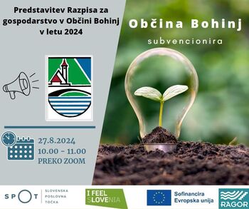 Predstavitev javnega razpisa za spodbujanje razvoja gospodarstva v občini Bohinj za leto 2024