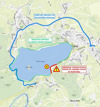 Obvestilo o nočnih popolnih zaporah ceste na Bledu