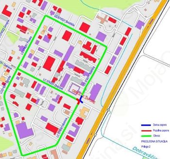 Popolna zapora križišča ceste Dobrave/Blatnica/Motnica