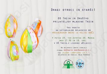 Ustvarjalna delavnica ob MATERINSKEM DNEVU IN VELIKI NOČI