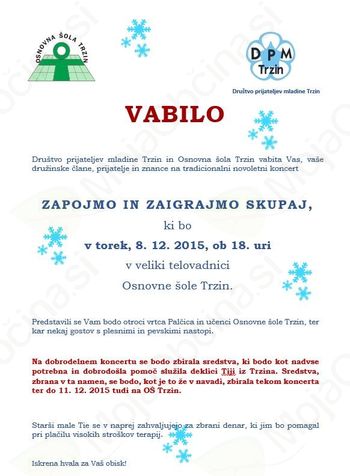 Božično - novoletni koncert Zapojmo in zaigrajmo skupaj 