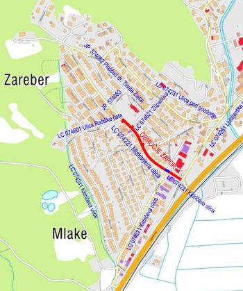 Popolna zapora Mlakarjeve ulice 1-8 v Trzinu, od 20. 4. do 31. 5. 2019