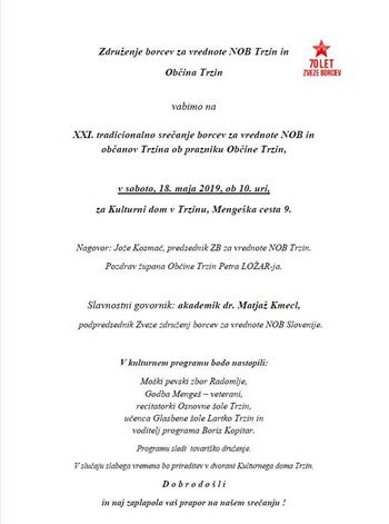 XXI. tradicionalno srečanje borcev za vrednote NOB in občanov Trzina