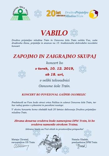 Dobrodelni koncert: ZAPOJMO IN ZAIGRAJMO SKUPAJ