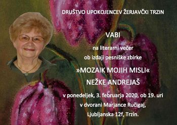 Literarni večer ob izdaji pesniške zbirke MOZAIK MOJIH MISLI