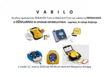 Predavanje o oživljanju in uporabi defibrilatorja
