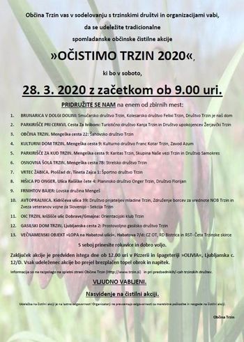 ODPOVEDANO!!!! Očistimo Trzin 2020