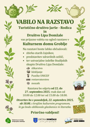 Društvo Lipa Domžale v sodelovanju s Turističnim društvom Jarše-Rodica vabi na razstavo