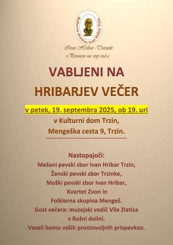 Vabilo na Hribarjev večer