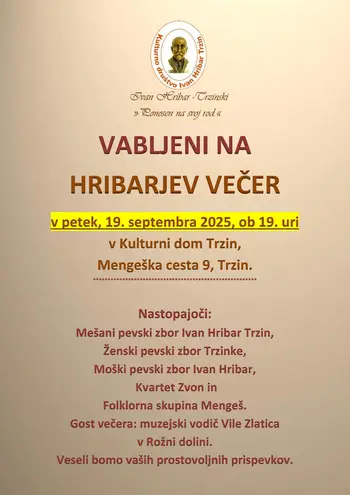 Vabilo na Hribarjev večer