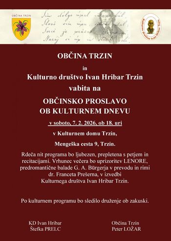 Občinska proslava ob KULTURNEM DNEVU