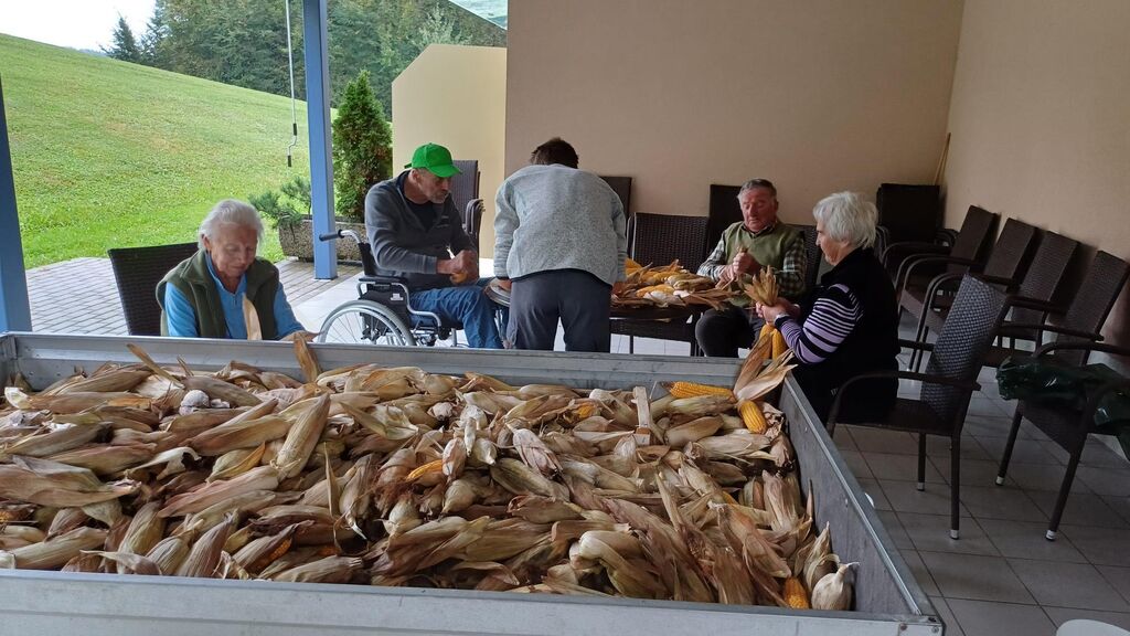 V Domu Taber v Šmartnem so ličkali koruzo