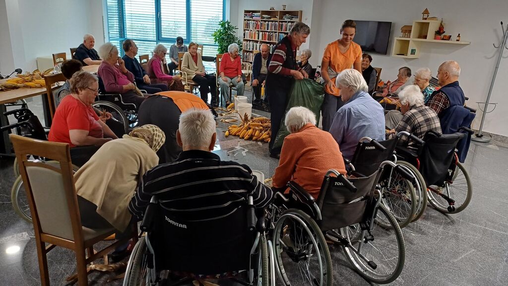 V Domu Taber v Šmartnem so ličkali koruzo