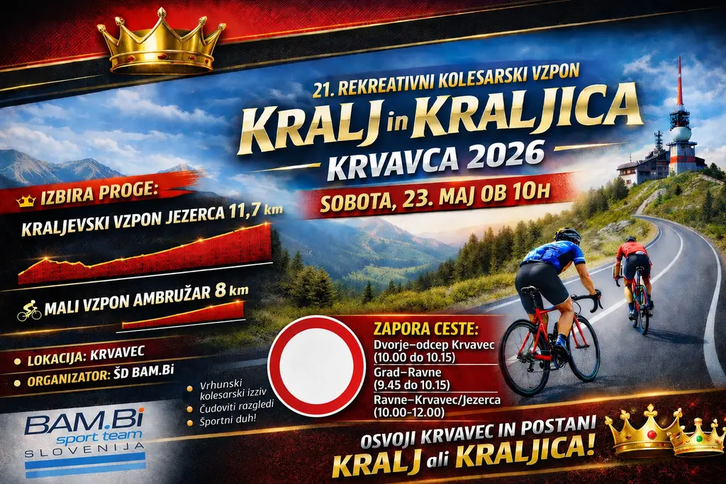 21. Kolesarski vzpon na Krvavec - v soboto, 23.5.2026