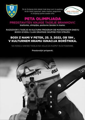 Peta olimpijada - razgovor s Tadejo Brankovič in kulturni program