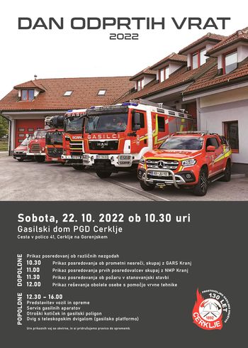 Dan odprtih vrat PGD Cerklje - 22. oktober 2022 ob 10.30 uri