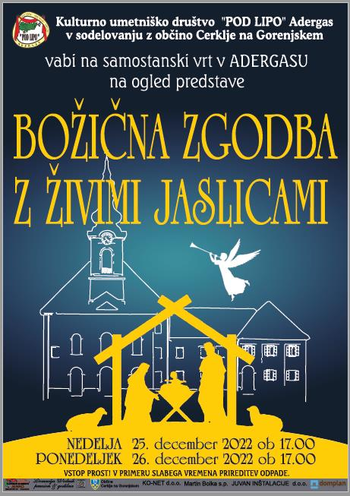 Božična zgodba z živimi jaslicami v Adergasu, 25. in 26. decembra 2022