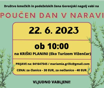Poučen dan v naravi na Kriški planini, 22. junij 2023