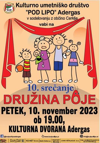 V petek v Adergasu 10. jubilejna prireditev Družina poje