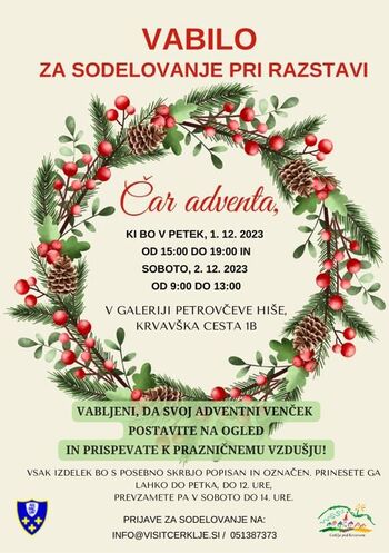 Vabilo za sodelovanje pri razstavi adventnih izdelkov