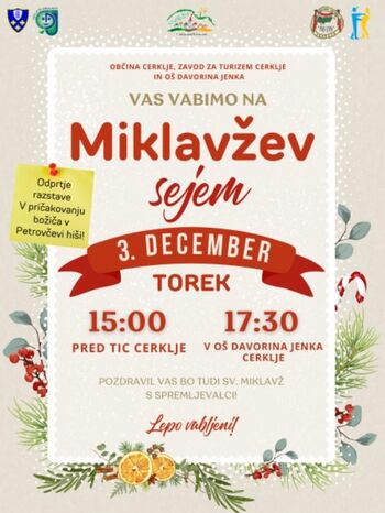 Miklavžev sejem v Cerkljah – praznično dogajanje za vse generacije Miklavžev sejem v Cerkljah – praznično dogajanje za vse generacije