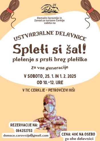 Delavnica pletenja s prsti – ustvari si svoj šal ali kapo