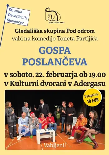 VABILO NA KOMEDIJO - GOSPA POSLANČEVA, 22. februar 2025
