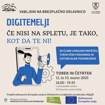Vabljeni na brezplačno delavnico DigiTEMELJI: Če nisi na spletu, je tako, kot da te ni!