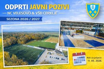 Odprti javni pozivi – NC Velesovo (športne površine) in VŠD Cerklje za sezono 2026/2027!