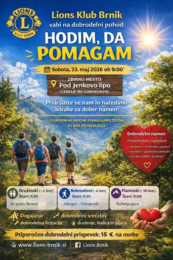 HODIM, DA POMAGAM - dobrodelni pohod 23. maja 2026