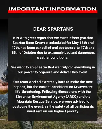 SPARTAN RACE KRVAVEC - PRESTAVLJENO na 17.-18. oktober 2026