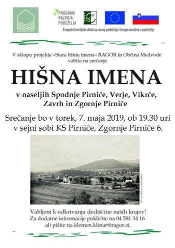 Srečanje "Stara hišna imena" v krajevni skupnosti Pirniče