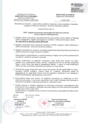 XXIV. regijsko preverjanje usposobljenosti ekip prve pomoči CZ in RK