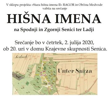Srečanje "Stara hišna imena" v krajevni skupnosti Senica