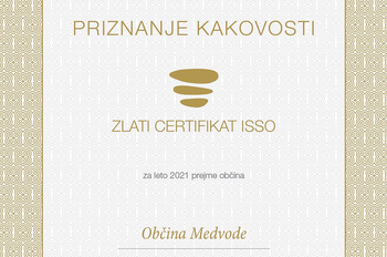 Zlati ISSO certifikat za Občino Medvode
