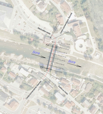 Odstranitev v poplavah poškodovanega mostu in gradnjo novega mostu čez Soro na LK 252181