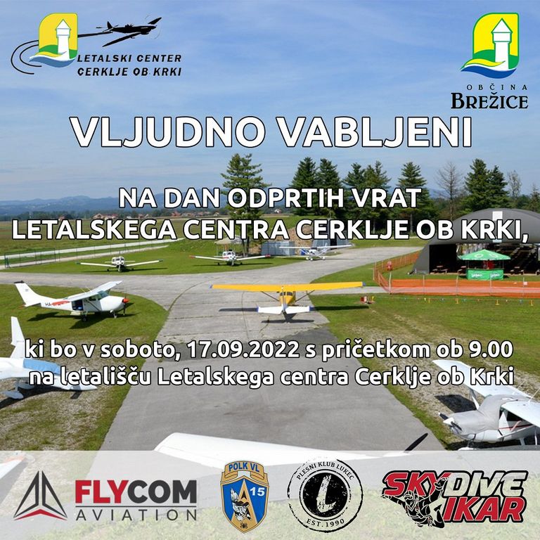 Dan odprtih vrat letalskega centra Cerklje ob Krki - sobota, 17.9.2022, ob 9h
