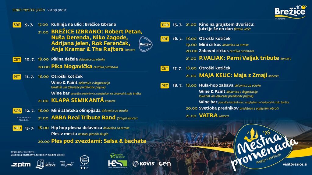 Mestna promenada Brežice - od srede, 9. 7., do petka, 18. 7. 2025